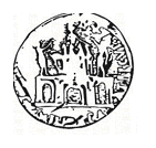 Rückseite der römischen Münze mit Quadriga auf Triumphbogen. Zeichnung von Ralph Pöllath (aus seiner Dissertation - siehe Literatur Nr. 17)