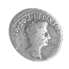 Römische Münze aus Grab 206 von Weismain. Kaiser Augustus regierte von 31 vor bis 14 nach Chr. Geb.