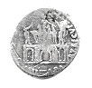 Die Rückseite zeigt einen Triumphbogen, welcher für Augustus in Rom nach der Unterwerfung der Parther errichtet wurde.